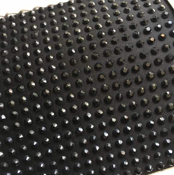 Express Clutch Purse Party Studded Embellished Black Silver Chain Strap Evening - Picture 8 of 9